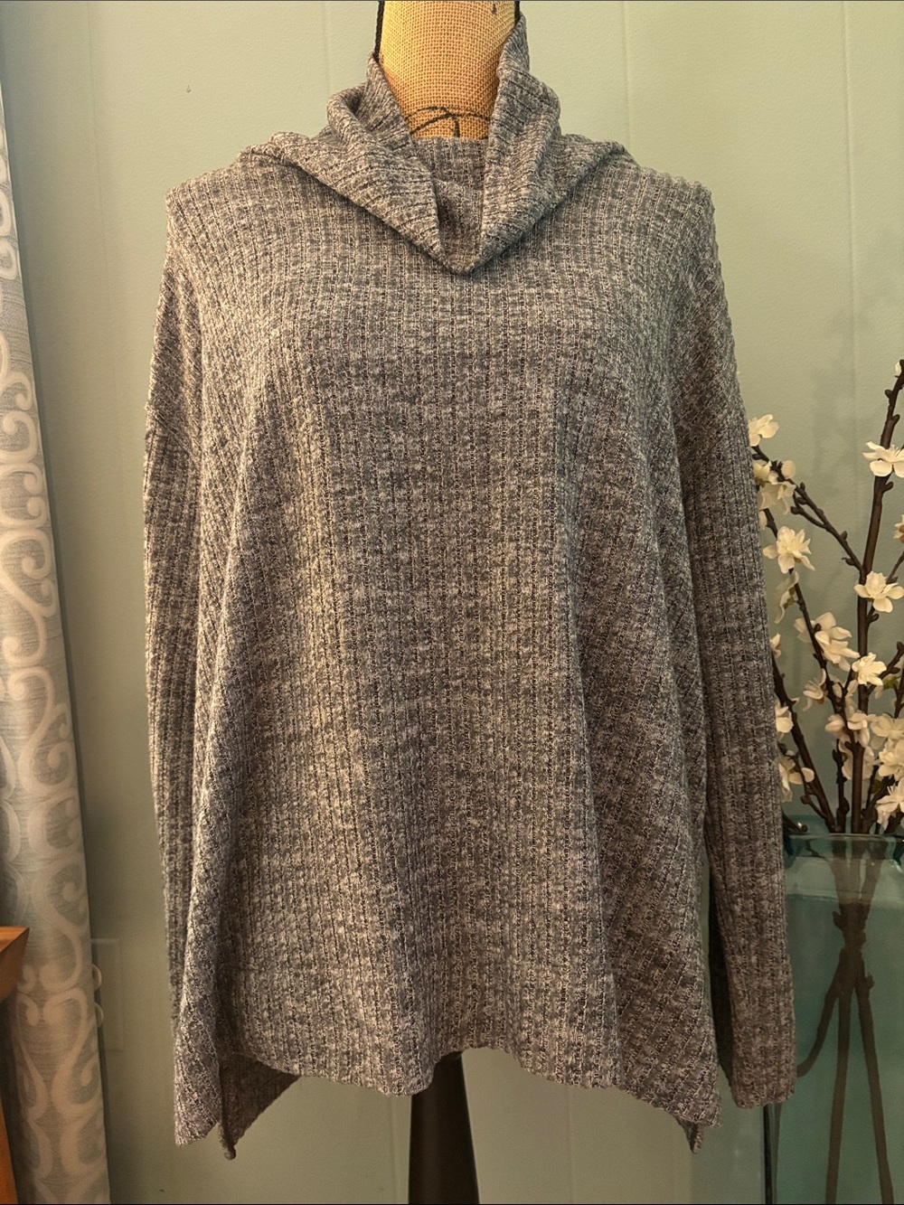 Anthropologie Maeve Cowl Neck Ribbed Shirt